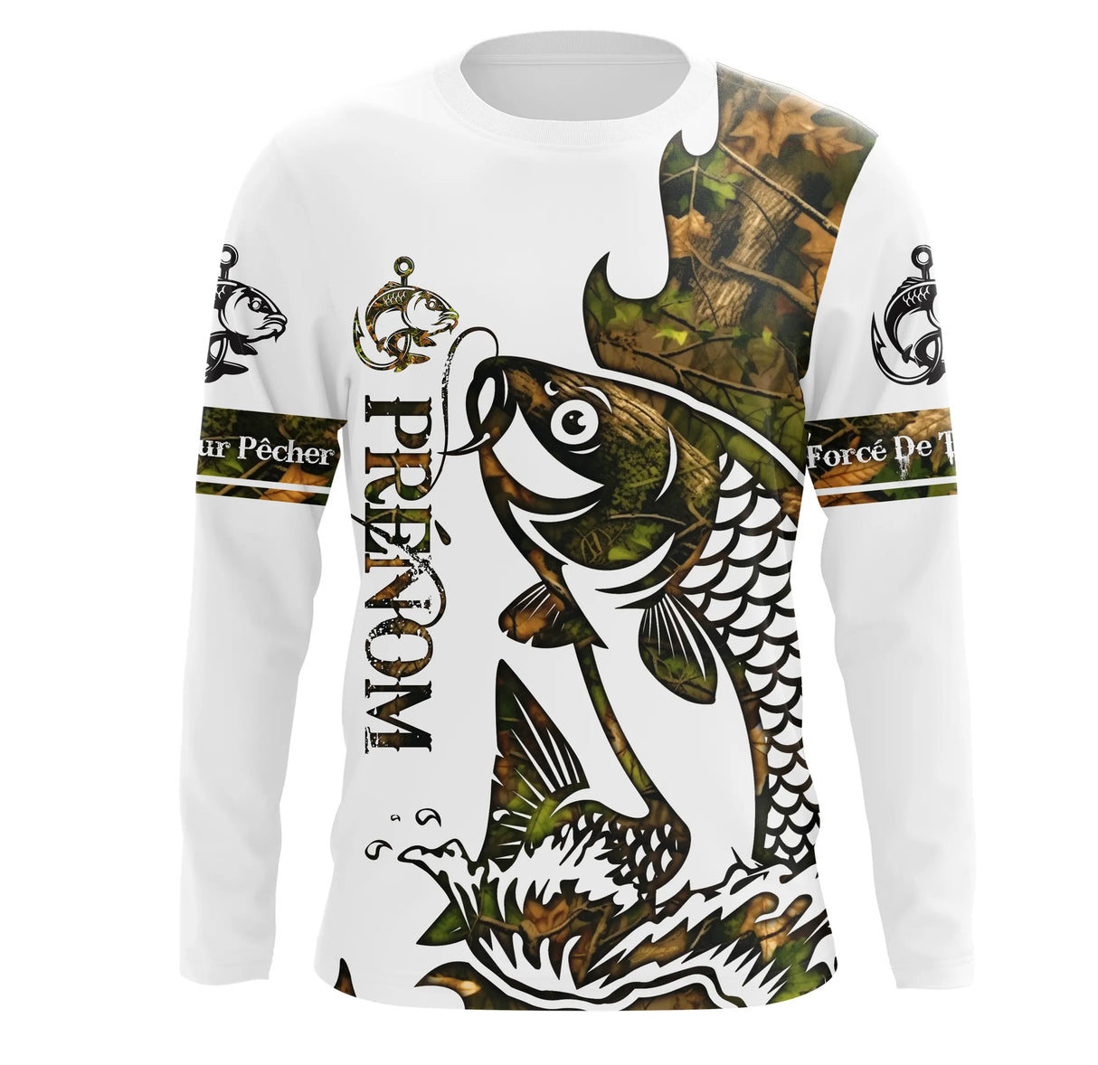 T-shirt Sweater Tatouage Camouflage Pêche De La Carpe, Cadeau Personnalisé Pêcheur - CT09012224 Anti UV T-shirt Manches Longues Unisexe