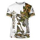 Sweat à capuche pêche carpe tatouage blanc camouflage, marquage prénom pour carpiste en eau douce