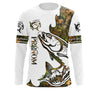 T-shirt manches longues pêche saumon tatouage design all-over, coupe unisexe personnalisable
