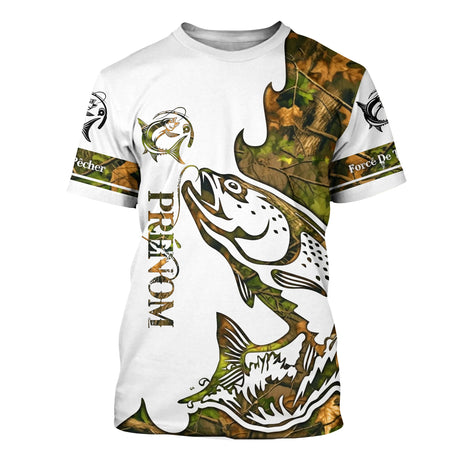 T-shirt Sweater Tatouage Camouflage Pêche Du Saumon, Cadeau Personnalisé Pêcheur - CT09012225 T-shirt All Over Col Rond Unisexe