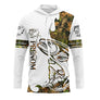 T-shirt anti-UV pêche truite blanc camouflage avec truite tatouage en sketch et zone prénom imprimé