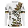 T-shirt manches longues pêche perche tatouage design all-over, coupe unisexe personnalisable