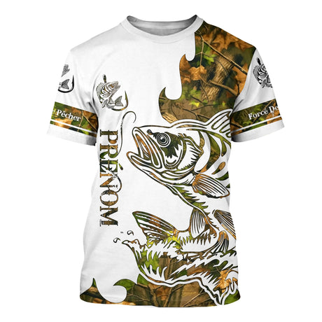 T-shirt Sweater Tatouage Camouflage Pêche De La Perche, Cadeau Personnalisé Pêcheur - CT09012228 T-shirt All Over Col Rond Unisexe