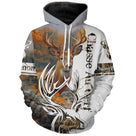 Sweat zippé chasse cerf passion camouflage orange, tenue cynégétique avec prénom personnalisé