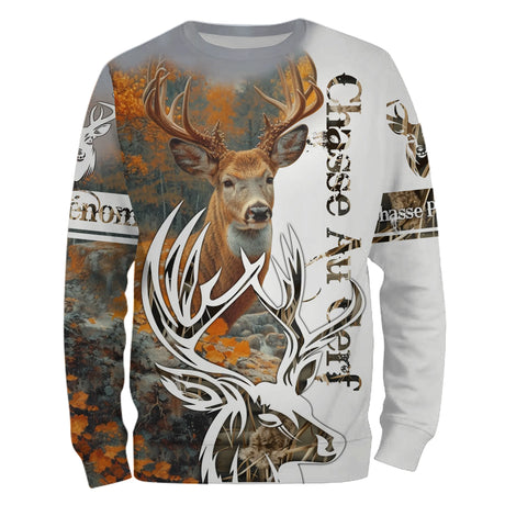 T-shirt, Sweat Chasse Au Cerf, Cadeau Personnaliser Chasseur, Camouflage Chasse Passion - CT09112219 Sweatshirt All Over Unisexe