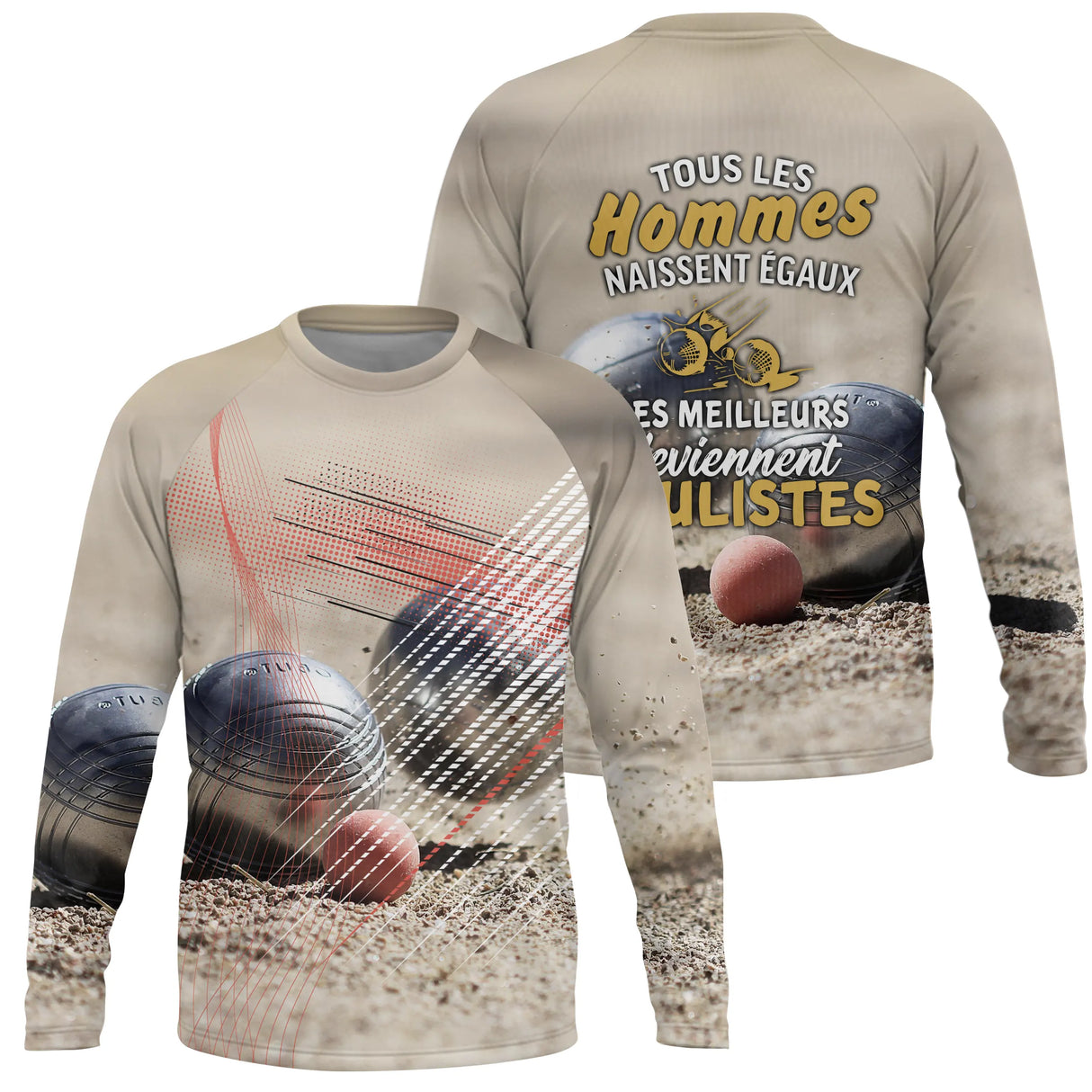 T-shirt et Sweat Pétanque Homme Femme - 100% Coton, Imprimé Full, Style Sportif et Engagé - Sweater Homme