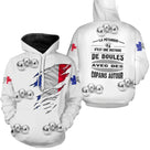 Sweat pétanque blanc vue dos design convivial boules argentées drapeau patriotique 100 coton sublimation