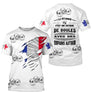 T-shirt pétanque blanc all over photo réaliste boules drapeau français déchiré message convivial PRÉNOM