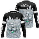 Sweat pétanque noir all over boules photo réaliste j'peux pas j'ai pétanque coton personnalisable