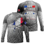 T-shirt papy pétanque vue dos gris béton design drapeau français boules sublimation 100 coton