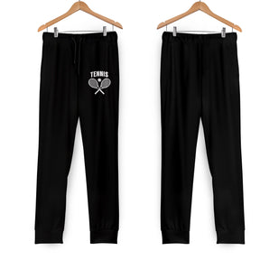 Jogging tennis homme noir coupe slim raquettes croisées TENNIS imprimé cuisse cordon serrage