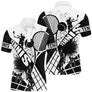 Polo tennis noir et blanc raquettes croisées joueurs silhouettes inscription TENNIS texte personnalisable