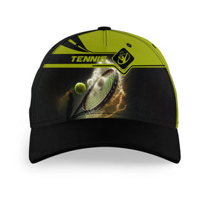 Casquette tennis unisexe vert énergie avec logo Tennis frontal et raquette balle stylisées