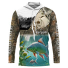 T-shirt anti-UV manches longues carpiste design subaquatique, tenue session été en gravière