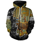 Sweat zippé chasse cerf forêt naturaliste, tenue cynégétique personnalisée prénom et texte