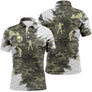 Polo golf homme camouflage vert kaki beige imprimé silhouette golfeur swing zone Votre Texte personnalisable poitrine