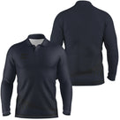 Polo manches longues sport unisexe bleu marine profond uni tissu technique respirant intemporel