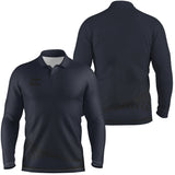 Polo manches longues sport unisexe bleu marine profond uni tissu technique respirant intemporel