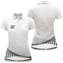 Polo golf femme blanc dégradé pointillé moderne bas de polo coupe cintrée tissu respirant logo personnalisable