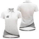 Polo golf femme blanc dégradé pointillé moderne bas de polo coupe cintrée tissu respirant logo personnalisable