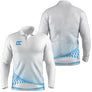Polo manches longues sport unisexe blanc dégradé pointillé bleu ciel bas tissu respirant léger