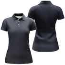 Polo sport femme bleu marine élégant uni coupe cintrée tissu technique respirant