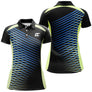 Polo golf femme noir lignes diagonales vert et bleu coupe cintrée tissu technique respirant léger