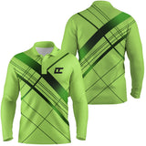 Polo manches longues golf unisexe vert prairie rayures diagonales tissu respirant léger