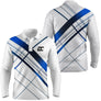 Polo manches longues golf unisexe blanc rayures diagonales bleu noir tissu respirant léger