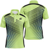 Polo golf homme vert prairie lignes diagonales bleu royal coupe ajustée séchage rapide léger