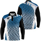 Polo manches longues sport unisexe motif géométrique parallélogrammes bleu noir blanc tissu respirant