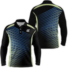 Polo manches longues golf unisexe noir lignes diagonales vert bleu tissu respirant léger