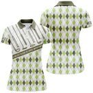 Polo golf argyle vue de face motif losanges all-over, coupe homme et femme disponibles personnalisable