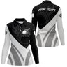 Polo de Golf Personnalisé Homme & Femme – Manches Courtes ou Longues, Design Noir et Gris Équipe & Prénom - A10092406 - Polo manches longues Femme