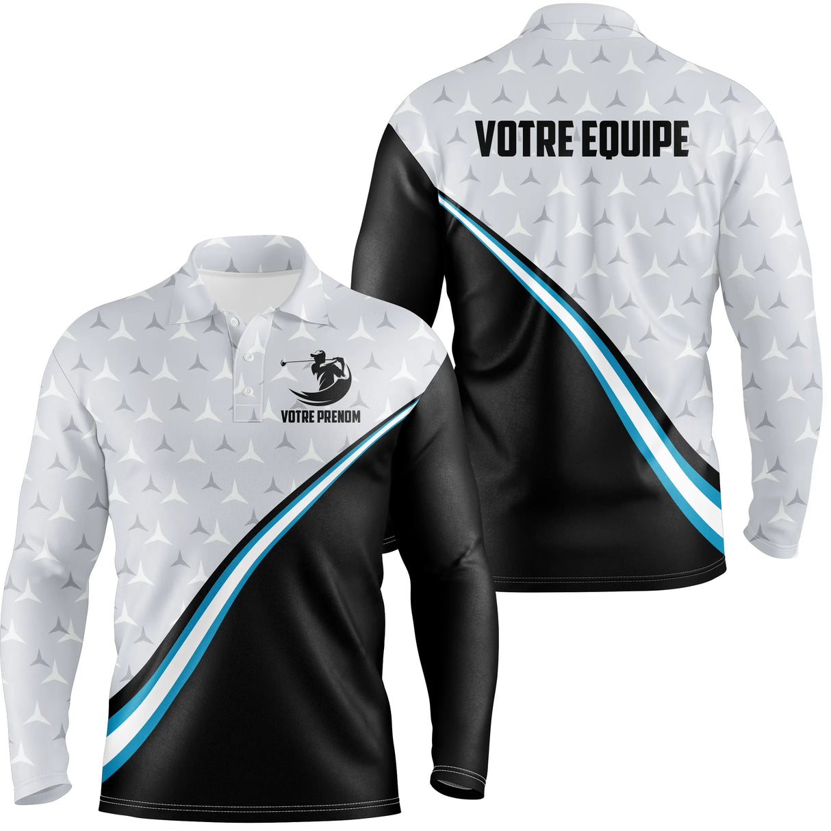 Polo de golf personnalisable avec prénom et équipe – Homme & Femme - A10092407 - Polo manches longues Homme