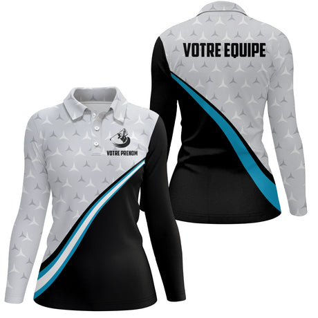 Polo de golf personnalisable avec prénom et équipe – Homme & Femme - A10092407 - Polo manches longues Femme