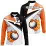 Polo manches courtes Homme golf personnalisé orange et noir design flamme prénom et équipe