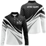 Polo manches courtes Homme golf personnalisé noir et blanc avec clubs de golf et logo club