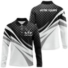 Polo manches courtes Homme golf personnalisé noir et blanc avec clubs de golf et logo club