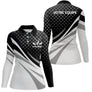 Polo manches longues Homme golf personnalisé noir et blanc design moderne et prénom brodé