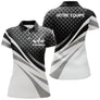 Polo manches longues Femme golf personnalisé noir et blanc design balle texturée et nom d'équipe