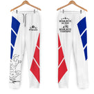 Pantalon all-over pétanque tricolore blanc avec joueur silhouette logo bouliste et prénom