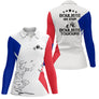 Polo manches longues Homme pétanque blanc tricolore joueur silhouette et nom amicale
