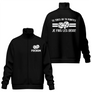 Veste col montant pétanque noire avec slogan dilemme bouliste tireur pointeur typographie blanche