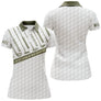 Polo golf balle alvéolée vue de face texture intégrale et col vert, coupe homme et femme personnalisable