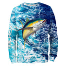 Sweat à capuche pêche thon motif océan vagues, vêtement chaud pour pêcheur au gros au large