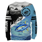 Sweat à capuche pêche thon Fish On Tahiti, design bicolore palmier et thon, vêtement chaud pêcheur au gros