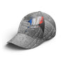 Casquette pétanque grise drapeau france déchiré boules prénom côté broderie bouliste tricolore personnalisée