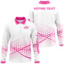 Polo sport manches longues homme rose et blanc avec motif points dégradés et logo équipe sur la poitrine