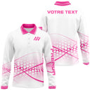 Polo Sport Femme Personnalisé – Manches Courtes ou Longues – Design Rose et Blanc - A11092413 - polo homme manches longues
